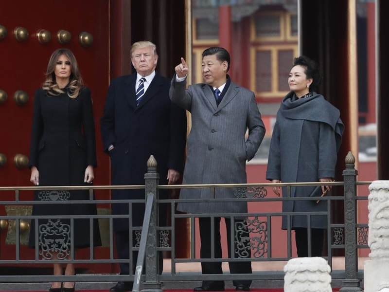 2017年川普夫婦與中國國家主席習近夫婦參觀北京故宮。（檔案照片／中新社提供）