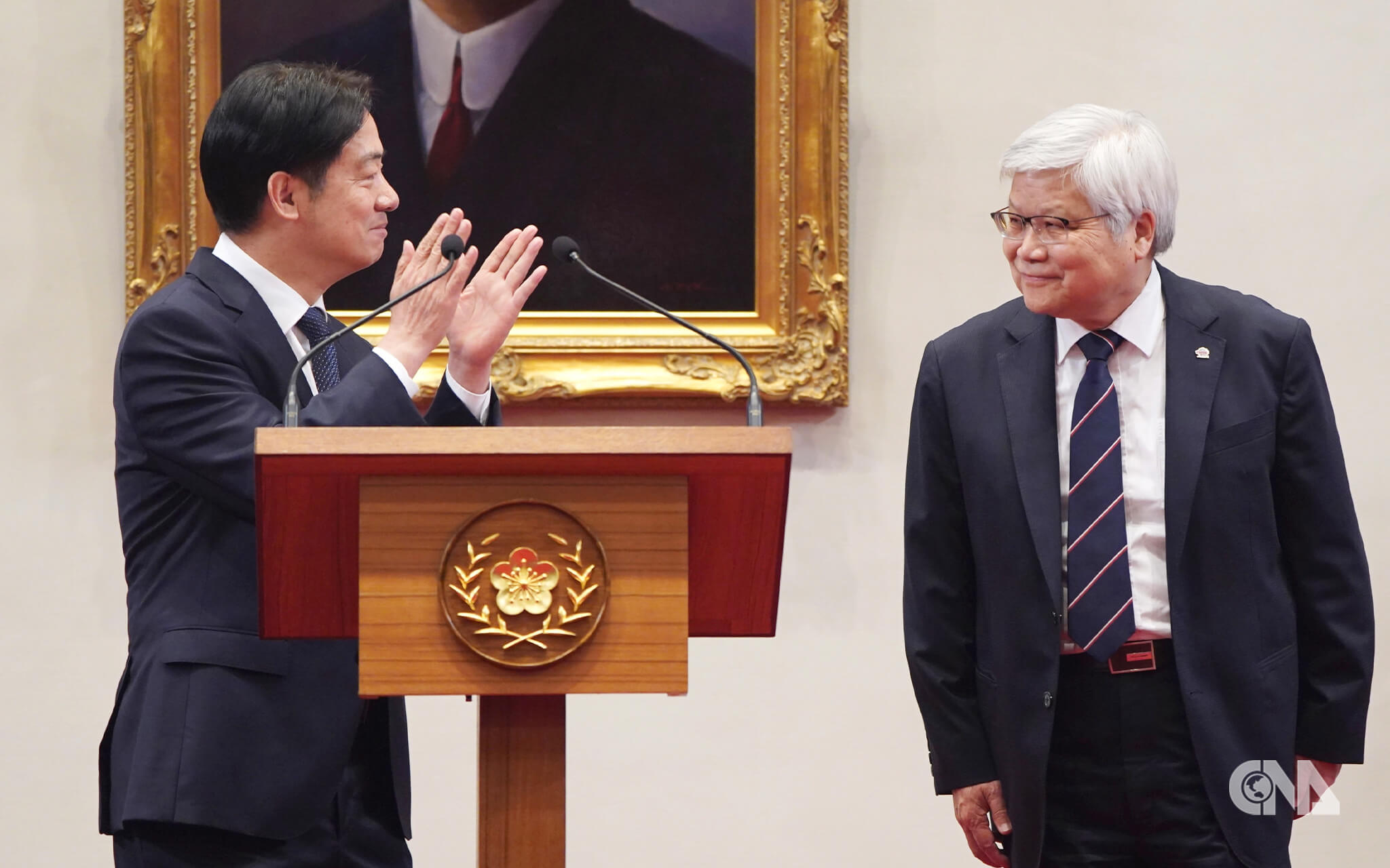 總統賴清德與台積電董事長魏哲家召開記者會