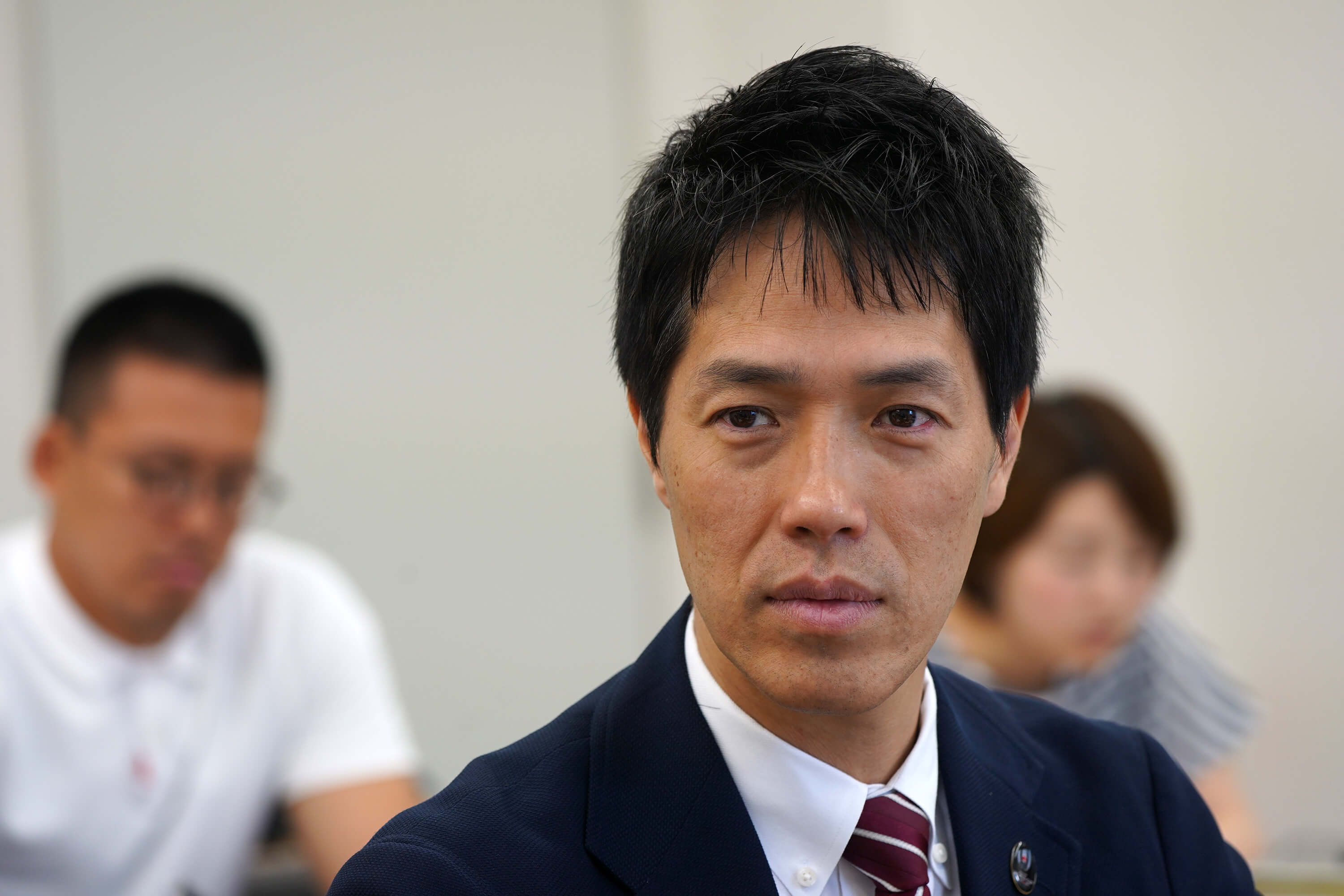 新國立競技場抗震能力佳，新國立競技場設置本部長今泉柔剛表示，有設計師說，即使發生像關東大地震那樣的強震也沒問題。（中央社記者吳家昇攝）